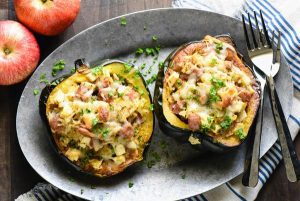 Baked Squash with Apples Chicken Sausage