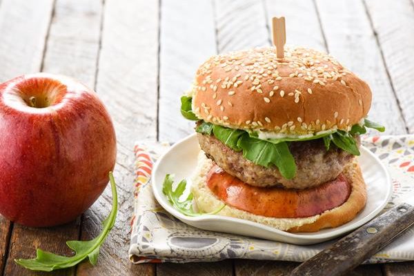 Pork Burgers with Sauteed Apples