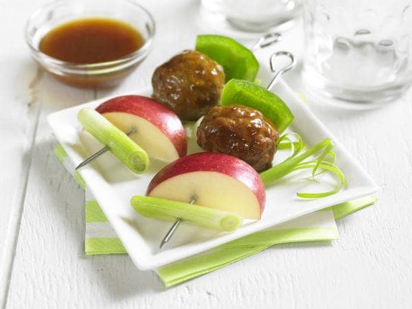 Spicy Apple Glazed Meatball Skewers