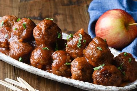 Slow Cooker Apple BBQ Meatballs