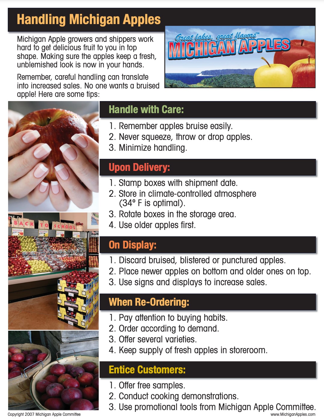 Michigan Apple Handling Care Tips for Retailers