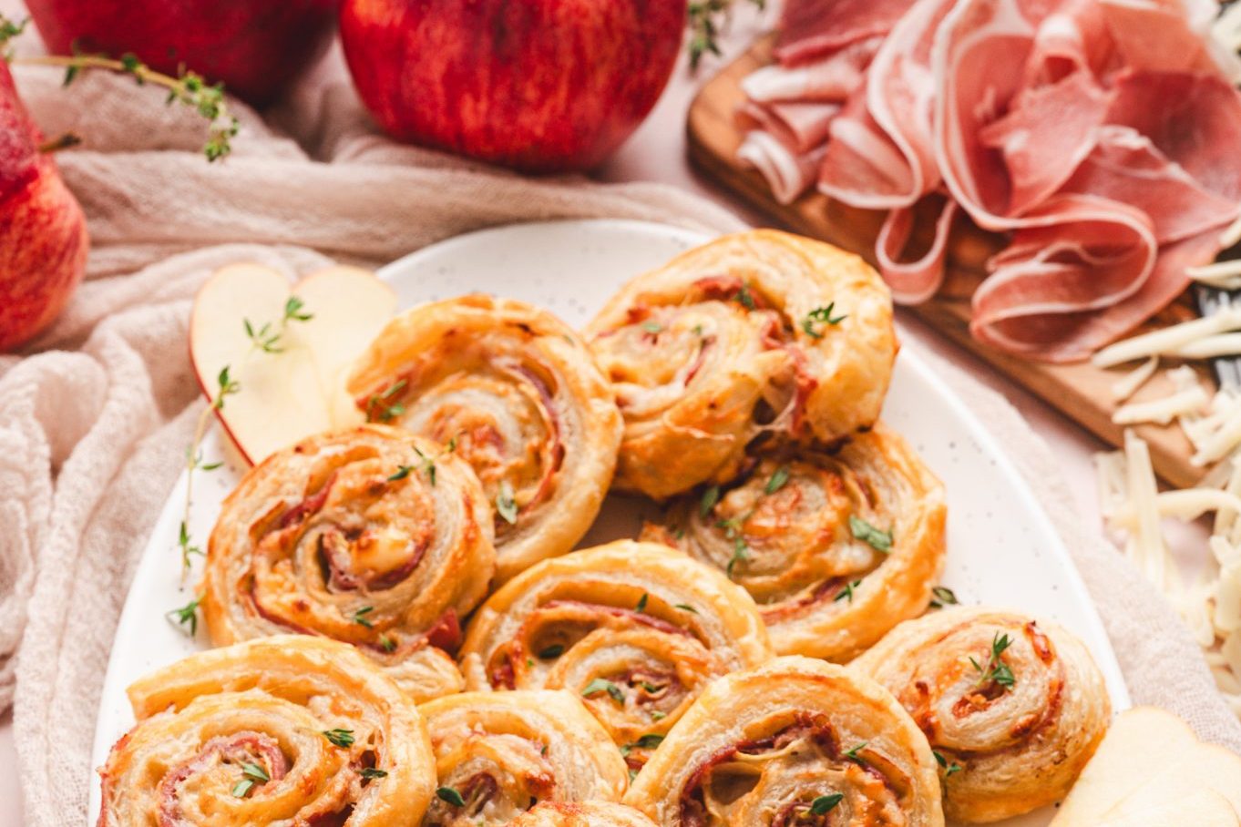 Apple & Prosciutto Puff Pastry Pinwheels