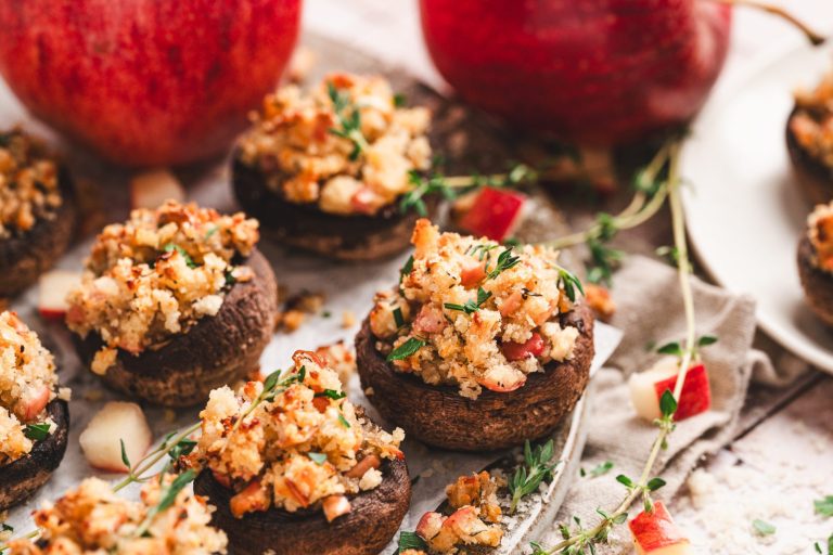 Savory Apple Stuffed Mushrooms