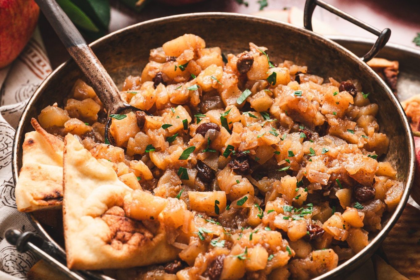 Warm Spiced Apple Chutney With Toasted Naan