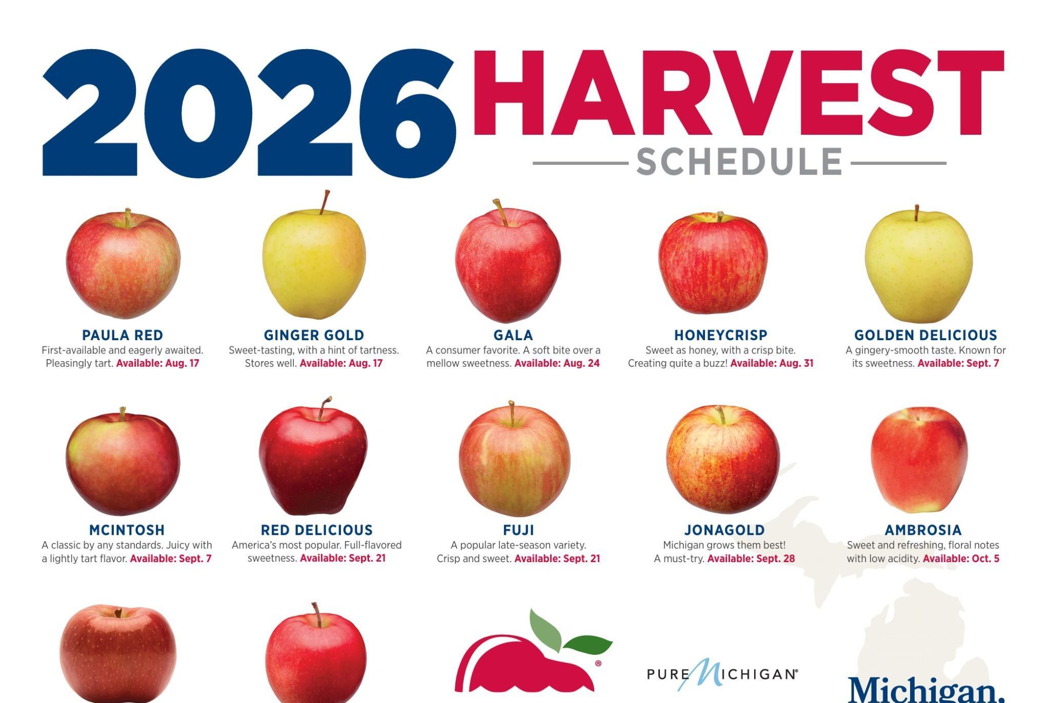 2026 Michigan Apple Harvest Schedule